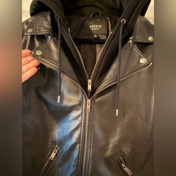 Torrid Faux Leather Hooded Jacket - Picture 8 of 11